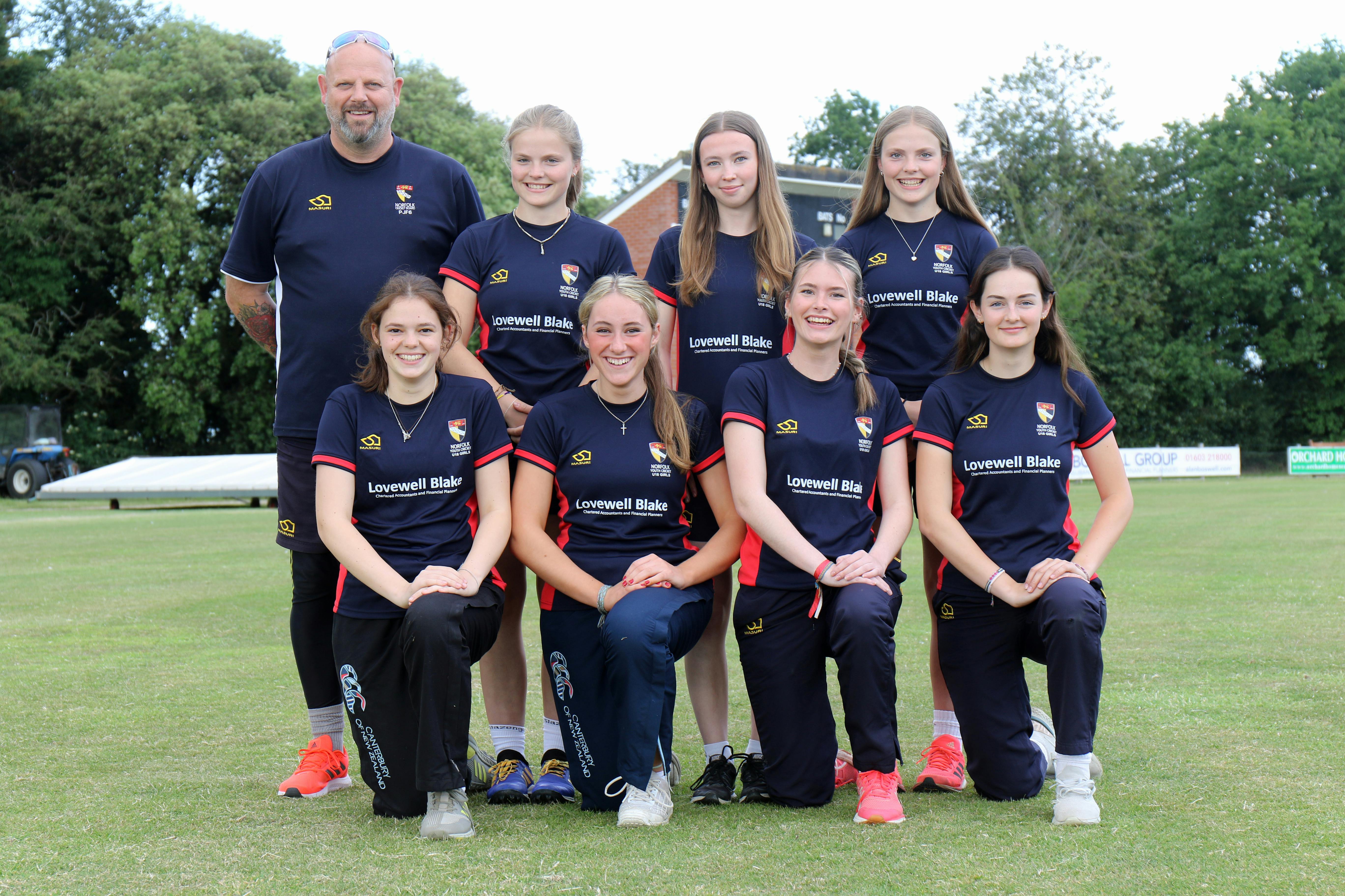 Members of the Norfolk U18s girls cricket club Members of the Norfolk U18s girls cricket club