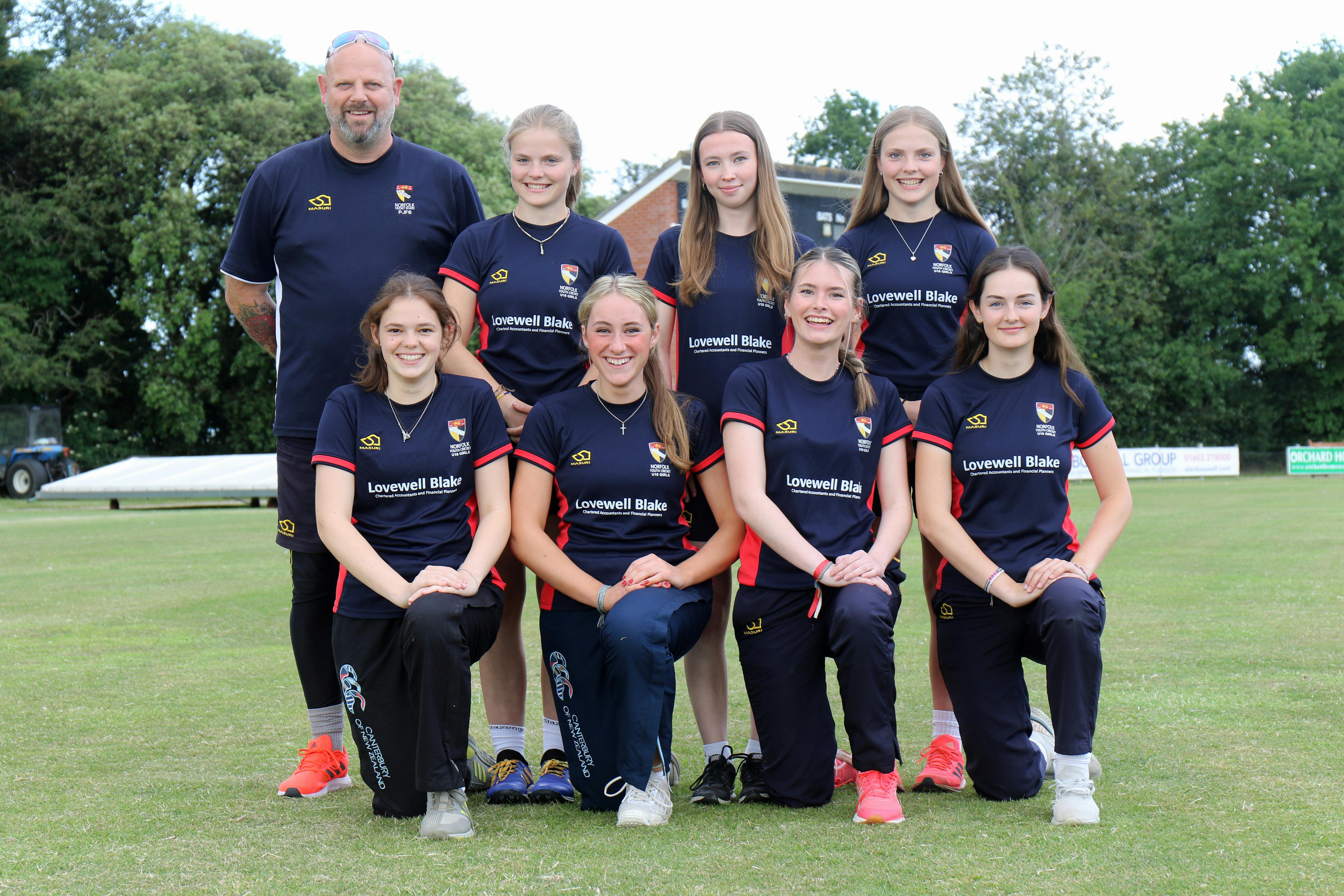 Members of the Norfolk U18s girls cricket club